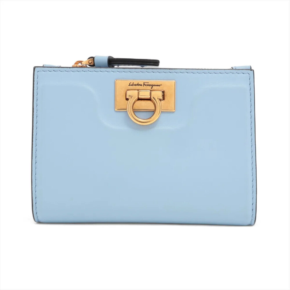 Salvatore Ferragamo Gancini Leather Bi-fold Wallet Chain Shoulder Bag for Women